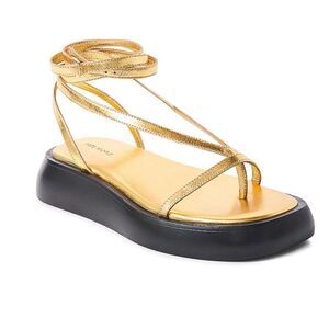 Free People Winnie Platform Gold Strappy Sandals with Black Sole Sz 8.5 NIB